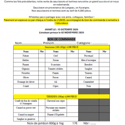 Ventes de saucissons et terrines